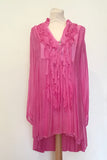 SILK LONGLINE RUFFLE FRONT TUNIC