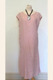KNEE LENGTH SOFT LINEN DRESS WITH SOFT RIBBED JERSEY SIDE INLET & POCKETS