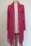 SOFT JERSEY LONGLINE CARDIGAN WITH SILK LAPEL AND HEM