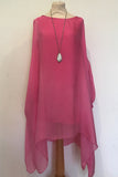 LONG LINE ASYMETRIC SILK TOP WITH JERSEY CUFF