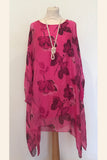LONGLINE FLORAL PRINTED ASYMMETRIC SILK TOP