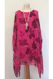 LONGLINE FLORAL PRINTED ASYMMETRIC SILK TOP