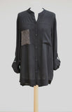 MANDARIN COLLAR SHIRT WITH SEQUIN POCKET