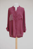 MANDARIN COLLAR SHIRT WITH SEQUIN POCKET