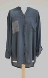 MANDARIN COLLAR SHIRT WITH SEQUIN POCKET