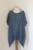 OVERSIZED ASYMETRIC PLAIN LINEN TUNIC WITH 2 FRONT POCKETS