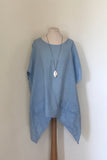 OVERSIZED ASYMETRIC PLAIN LINEN TUNIC WITH 2 FRONT POCKETS