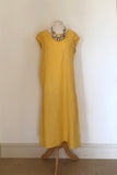 KNEE LENGTH SOFT LINEN DRESS WITH SOFT RIBBED JERSEY SIDE INLET & POCKETS