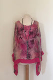 ANIMAL PRINT SILK TOP WITH PLAIN HEM AND CUFF