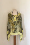 ANIMAL PRINT SILK TOP WITH PLAIN HEM AND CUFF