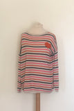 ROUND NECK MULTI STRIPED JUMPER WITH ORANGE HEART