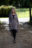 LONG LINE ASYMMETRIC SHIRT/JACKET WITH SHELL BUTTONS