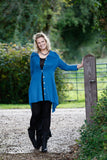 LONG LINE ASYMMETRIC SHIRT/JACKET WITH SHELL BUTTONS