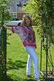 ANIMAL PRINT SILK TOP WITH PLAIN HEM AND CUFF