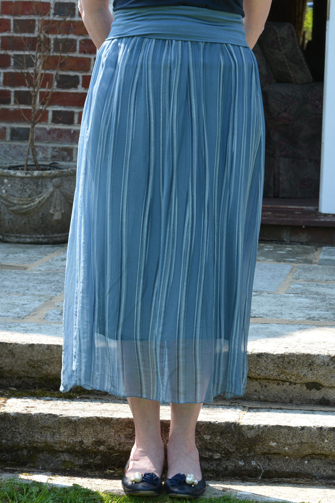 STRIPED SILK MIX, MIDI SKIRT OR STRAPLESS DRESS