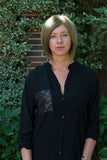 MANDARIN COLLAR SHIRT WITH SEQUIN POCKET