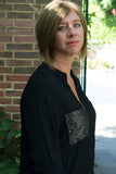 MANDARIN COLLAR SHIRT WITH SEQUIN POCKET