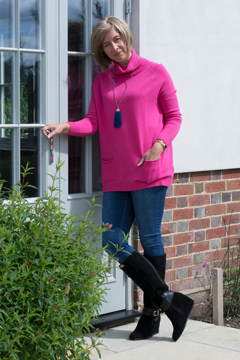 POLO NECK JUMPER WITH 2 FRONT POCKETS