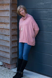 RIB SLEEVE COWL NECK OVERSIZED SWING JUMPER