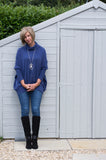 RIB SLEEVE COWL NECK OVERSIZED SWING JUMPER