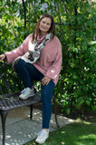 LOOSE FIT MID WEIGHT 3/4 SLEEVE POLO NECK JUMPER