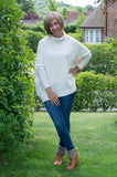 RIB SLEEVE COWL NECK OVERSIZED SWING JUMPER
