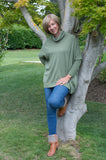 RIB SLEEVE COWL NECK OVERSIZED SWING JUMPER