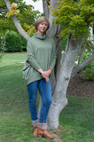 RIB SLEEVE COWL NECK OVERSIZED SWING JUMPER