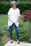 OVERSIZED ASYMETRIC PLAIN LINEN TUNIC WITH 2 FRONT POCKETS