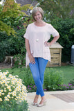 OVERSIZED ASYMETRIC PLAIN LINEN TUNIC WITH 2 FRONT POCKETS