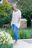 OVERSIZED ASYMETRIC PLAIN LINEN TUNIC WITH 2 FRONT POCKETS