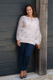 SPIKEY FLORAL SILK EVENING TOP