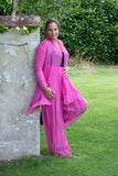 SOFT JERSEY LONGLINE CARDIGAN WITH SILK LAPEL AND HEM