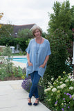 OVERSIZED ASYMETRIC PLAIN LINEN TUNIC WITH 2 FRONT POCKETS