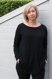 PEARL BUTTON BACK JUMPER WITH STRAIGHT HEM AND SECRET POCKETS