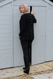 PEARL BUTTON BACK JUMPER WITH STRAIGHT HEM AND SECRET POCKETS