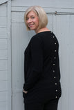 PEARL BUTTON BACK JUMPER WITH STRAIGHT HEM AND SECRET POCKETS