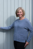 RIBBED  FRONT JUMPER WITH ROUND NECK AND TWO FRONT POCKETS