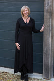 LONG SLEEVED BLACK WRAP DRESS