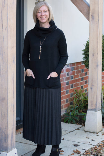 LONGLINE JUMPER WITH DETACHABLE SNOOD