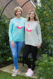 COTTON JUMPER WITH HOT PINK FLAMINGO