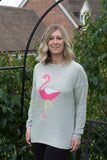 COTTON JUMPER WITH HOT PINK FLAMINGO