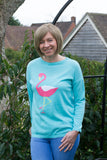 COTTON JUMPER WITH HOT PINK FLAMINGO