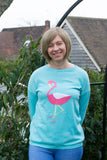 COTTON JUMPER WITH HOT PINK FLAMINGO