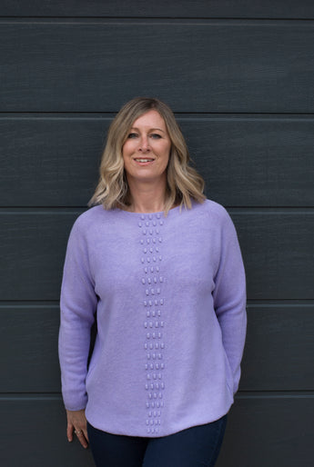 LONGLINE ROUND NECK BOBBLE FRONT JUMPER