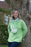 SPRING COLOURED ROUND NECK RAGLAN SLEEVED JUMPER WITH CURVED HEM