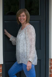 SPIKEY FLORAL SILK EVENING TOP