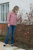SPOTTED SILK GYPSY STYLE TOP WITH BLOUSON HEM