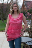 SLEEVELESS SILK RUFFLE TOP