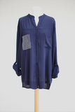 MANDARIN COLLAR SHIRT WITH SEQUIN POCKET